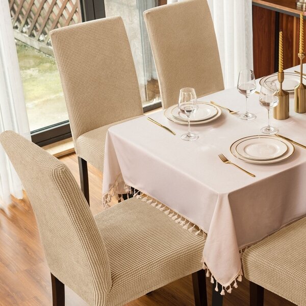 Set 6 huse elastice pentru scaune culoare Bej deschis