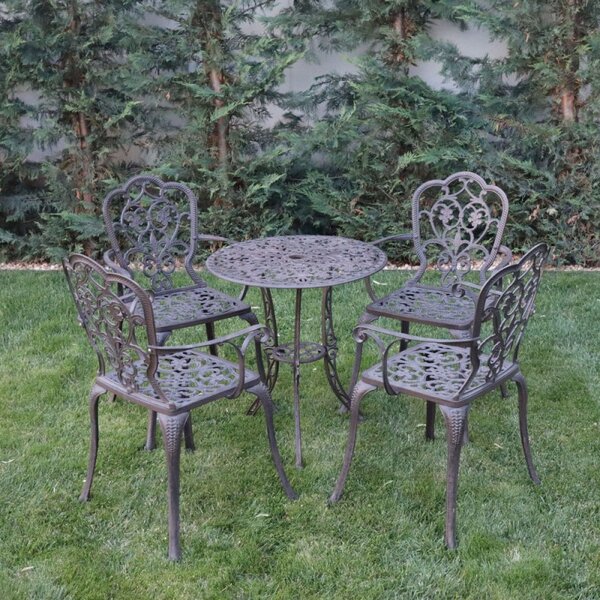 Set mobilier grădină din aluminiu cu 4 scaune Silva, maro