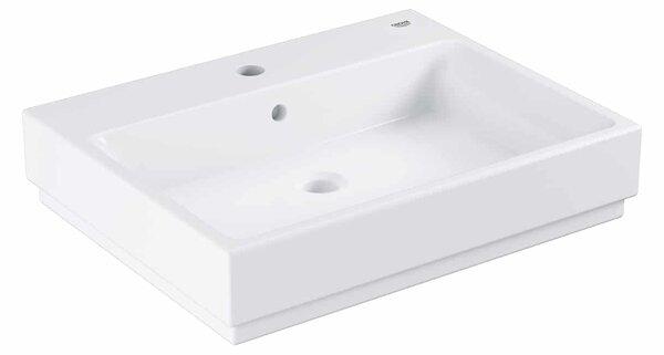 Lavoar baie pe blat alb 60 cm, dreptunghiular, Grohe Cube Ceramic Pure Guard