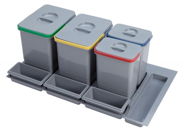 Cos de gunoi Praktico incorporabil in sertar, cu 4 recipiente, pentru corp de 900 mm latime