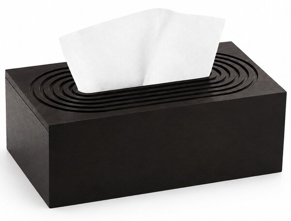 Cutie decorativa Pufo Black din lemn pentru servetele, 25 x 14 cm, negru