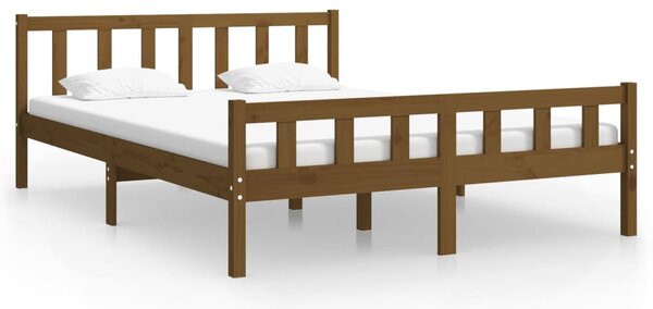 Cadru de pat King Size 5FT, maro miere, 150x200 cm, lemn masiv