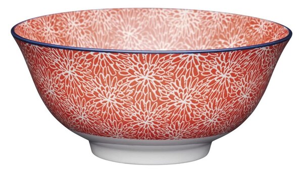 Bol roșu din ceramică Kitchen Craft Floral, ø 16 cm