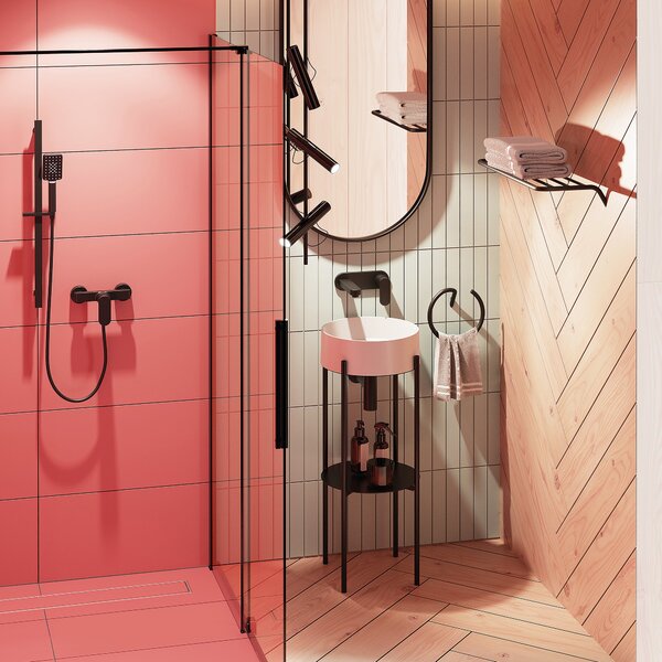 Deante Prizma perete cabină de duș walk-in 100 cm negru mat/sticla transparentă KTJ_N30R