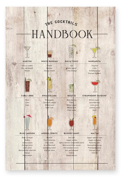 Semn din lemn 40x60 cm Cocktails Handbook – Really Nice Things