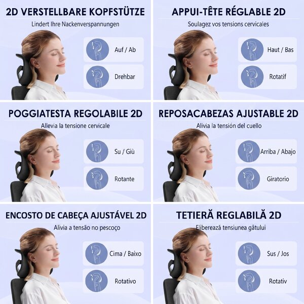 Vinsetto Scaun Ergonomic de Birou cu Spătar Reglabil Tetieră Cotiere Suport Lombar Funcție de Rotire Negru | Aosom Romania