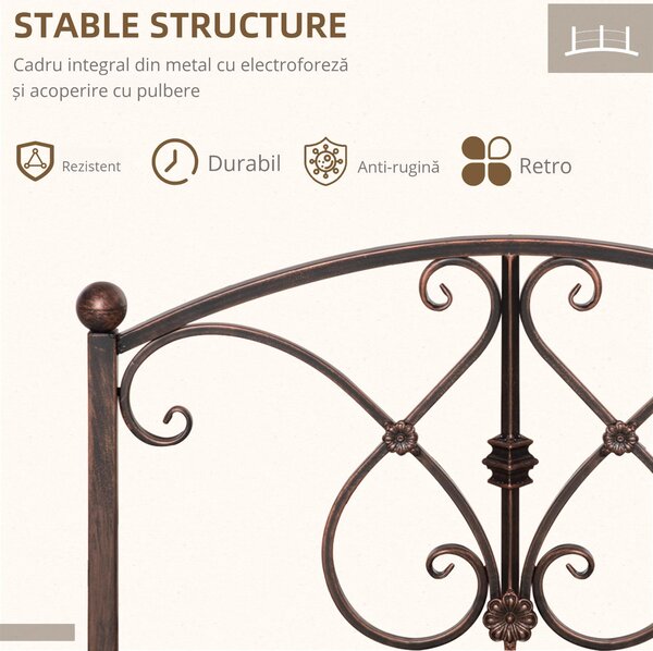 Podet de Gradina Outsunny Vintage din Metal, cu Elemente Florale, Bronz 99x68x53cm | Aosom Romania