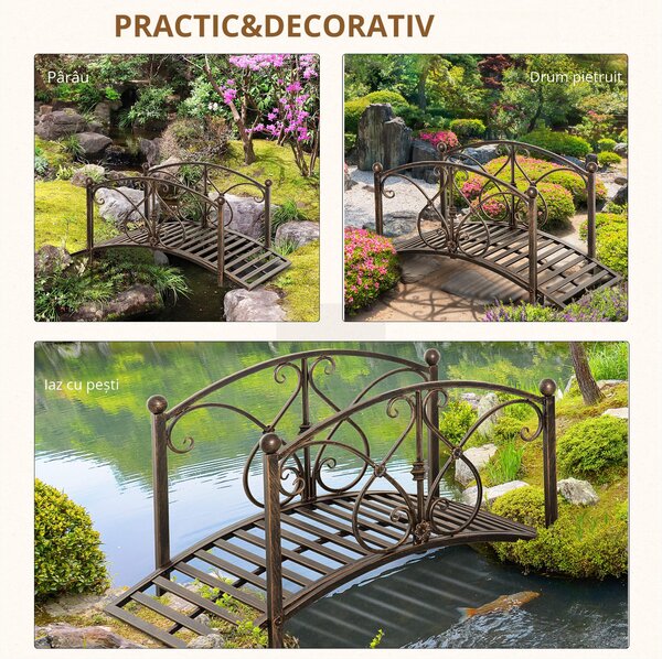 Podet de Gradina Outsunny Vintage din Metal, cu Elemente Florale, Bronz 99x68x53cm | Aosom Romania