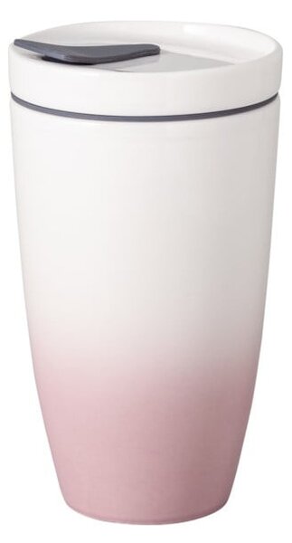 Cană termos din porțelan Villeroy & Boch Like To Go, 350 ml, roz - alb