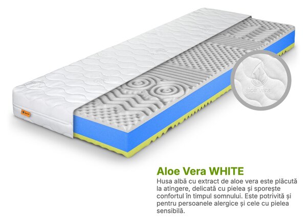 Saltea din spumă Favorit Plus 80x200 - husă Aloe Vera WHITE