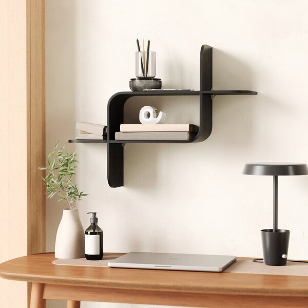 Raft negru etajat din lemn de arbore de cauciuc 62 cm Montage – Umbra