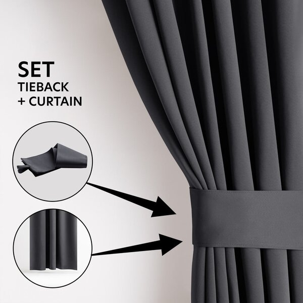 Draperie gri închis dimout (semi-opacă) 140x245 cm Kierra – Restilo