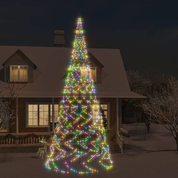 Brad de Crăciun pe catarg, 3000 LED-uri, multicolor, 800 cm