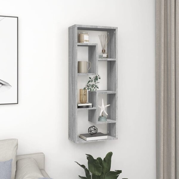Raft de perete, sonoma gri, 36x16x90 cm, lemn compozit