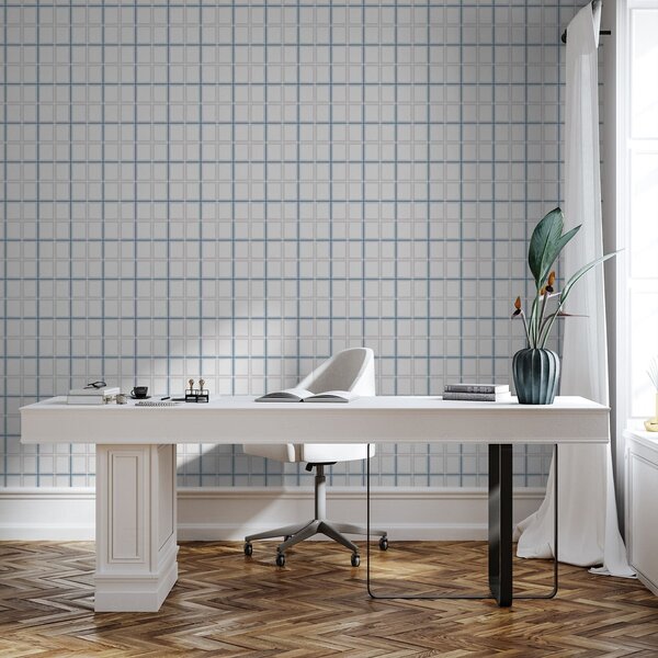 Tapet Model în carouri cu linii albastre și roz, Tapet abstract, a01267v6 : Uwalls.ro