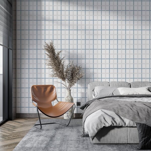 Tapet Model în carouri cu linii albastre și roz, Tapet abstract, a01267v6 : Uwalls.ro