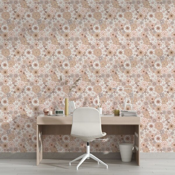 Tapet Model floral dens, în nuanțe pastelate delicate, Tapet flori, a01269 : Uwalls.ro