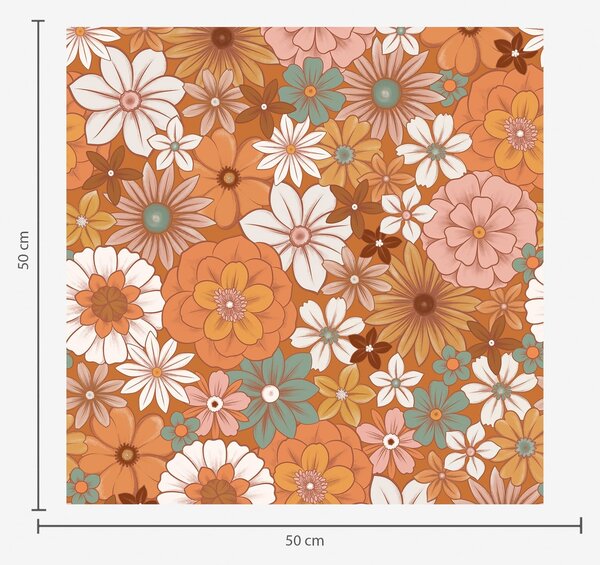 Tapet Model floral luminos în nuanțe calde de portocaliu, Tapet flori, a01269v1 : Uwalls.ro