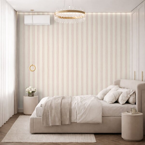 Tapet Dungi verticale texturate, de culoare roz pal și crem, Tapet geometrie, Tapet dungi, a01268v7 : Uwalls.ro