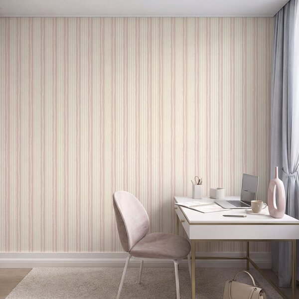 Tapet Dungi verticale texturate, de culoare roz pal și crem, Tapet geometrie, Tapet dungi, a01268v7 : Uwalls.ro