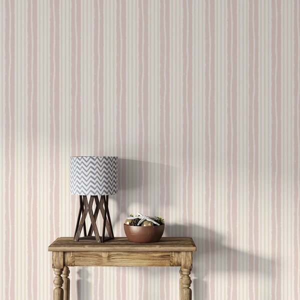 Tapet Dungi verticale texturate, de culoare roz pal și crem, Tapet geometrie, Tapet dungi, a01268v7 : Uwalls.ro