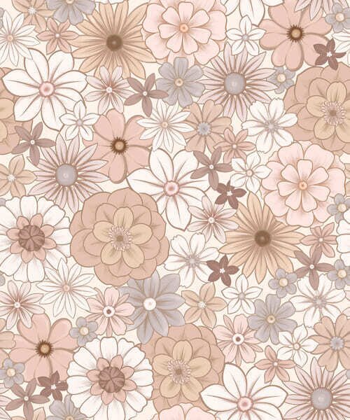 Tapet Model floral dens, în nuanțe pastelate delicate, Tapet flori, a01269 : Uwalls.ro