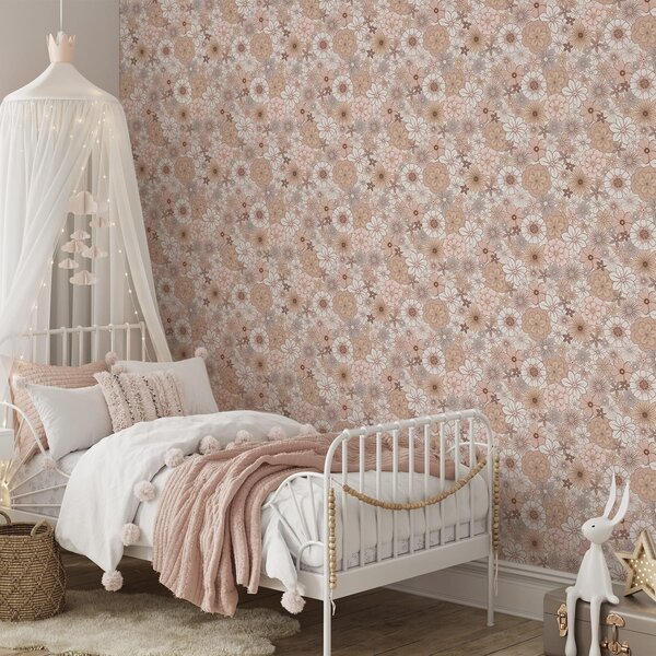 Tapet Model floral dens, în nuanțe pastelate delicate, Tapet flori, a01269 : Uwalls.ro