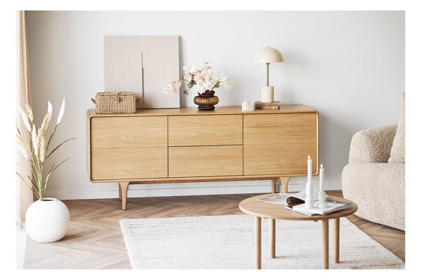 Măsuță de cafea în culoare naturală rotundă din lemn de stejar ø 70 cm Jena – House Nordic
