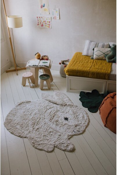 Covor pentru copii gri deschis lavabil/țesut manual din bumbac 130x135 cm Bunny – Lorena Canals