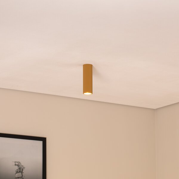 SOLLUX LIGHTING Plafonieră Carbon, culoare aurie, înălțime 20 cm, aluminiu, reglabil, Auriu / Alamă, Camera de zi / sufragerie, Aluminiu, Modern