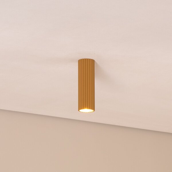 SOLLUX LIGHTING Plafonieră Carbon, culoare aurie, înălțime 20 cm, aluminiu, reglabil, Auriu / Alamă, Camera de zi / sufragerie, Aluminiu, Modern