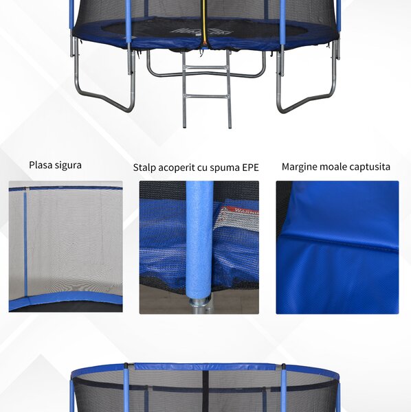 HOMCOM Trambulină Elastică Φ244cm cu Plasă de Siguranță pentru Copii și Adulți | Aosom Romania