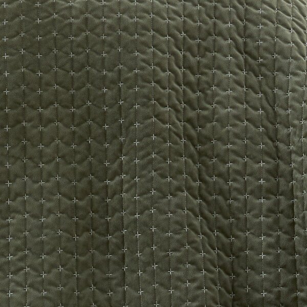 Cuvertură verde matlasată din catifea 240x260 cm Attica Velvet Embroidered – Bianca