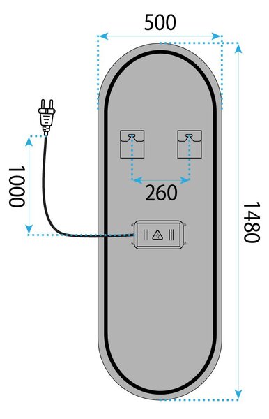 Oglindă LED 150x50cm MOL-OV