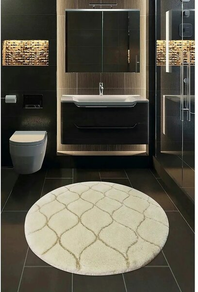 Covoras baie INFINITY, 90x90 cm, forma rotunda, acril, bej