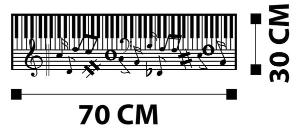 Decoratiune perete PIANO- M121, negru, metal, 70x30 cm