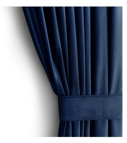 Draperie albastru-închis dimout (semi-opacă) din catifea 140x245 cm Eyelets – Restilo