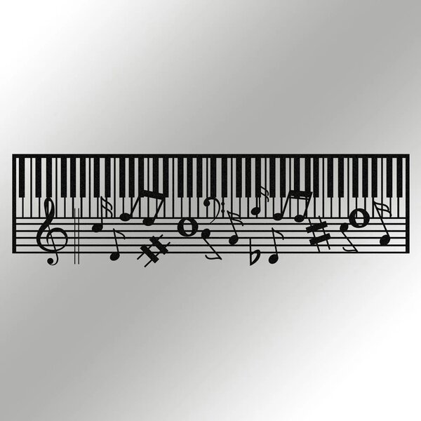 Decoratiune perete PIANO- M121, negru, metal, 70x30 cm