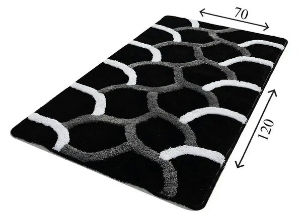 Covoras baie 359CHL1963, 70x120 cm, forma dreptunghiulara, acril, negr