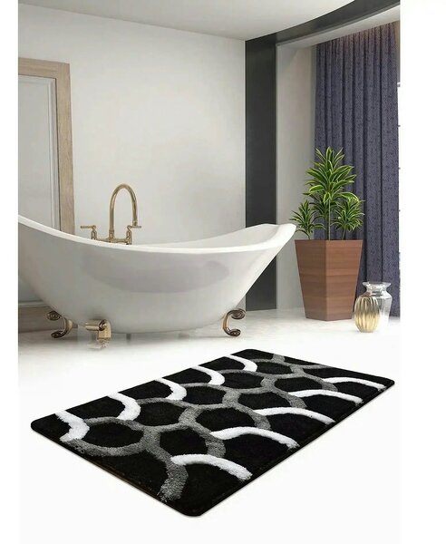 Covoras baie 359CHL1963, 70x120 cm, forma dreptunghiulara, acril, negr