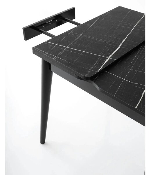 Masa extensibila TOTEM 3041, negru cu efect de marmura, PAL melaminat