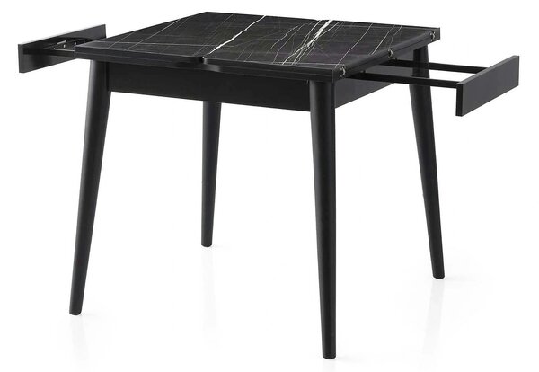 Masa extensibila TOTEM 3041, negru cu efect de marmura, PAL melaminat