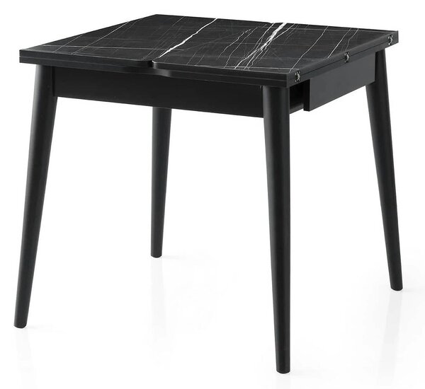 Masa extensibila TOTEM 3041, negru cu efect de marmura, PAL melaminat