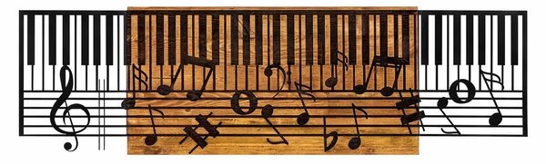 Decoratiune perete ARYA, negru/stejar, metal/lemn, 100x3x30 cm