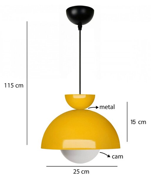 Lustra 241337, galben/negru, metal, 25x15x100/115 cm