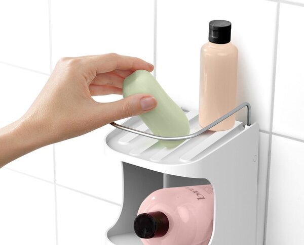 Raft pentru baie alb autoadeziv din plastic Capsule - Joseph Joseph