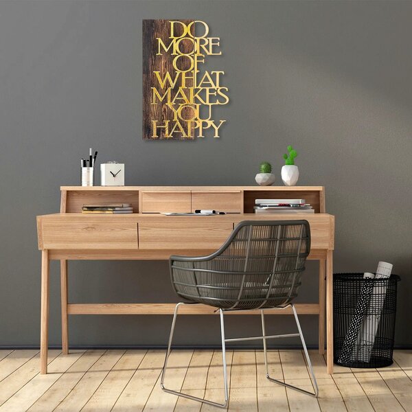 Decoratiune perete 899SKL2236, nuc/auriu, lemn/metal, 42x58 cm