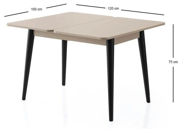Masa extensibila DOLUNAY 1285, bej, PAL melaminat, 100/120x60/100x75 c