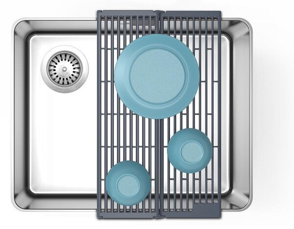 Scurgător de vase gri ajustabil din plastic 43x13 cm Platform – Joseph Joseph