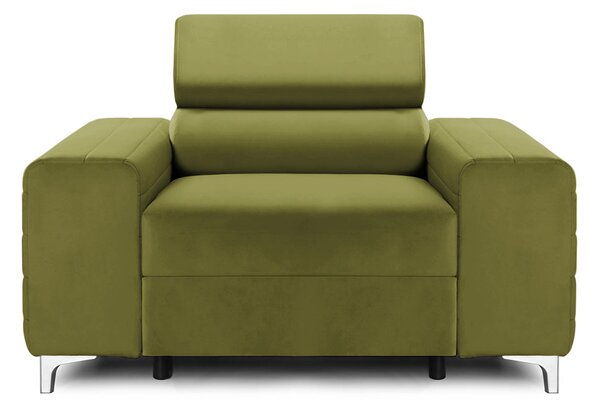 Fotoliu TIME NEW, tetieră reglabilă, suport lombar, 125x97x94 cm, Verde-Olive-Velluto